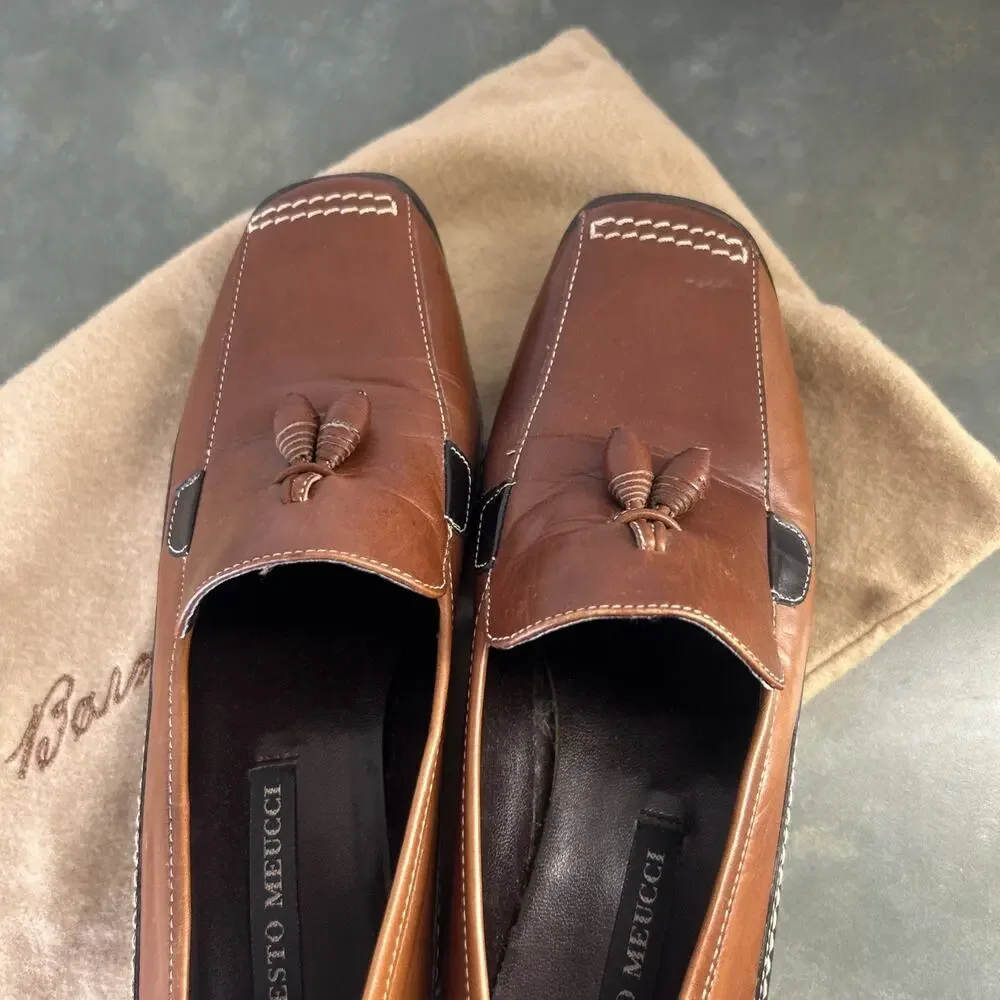 Sesto Meucci Italy Leather Tassel Driving Loafers Womens Size 5 Vintage